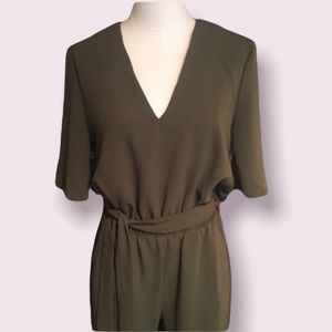 NWT American Apparel Adia Crepe Jumpsuit in Army Green